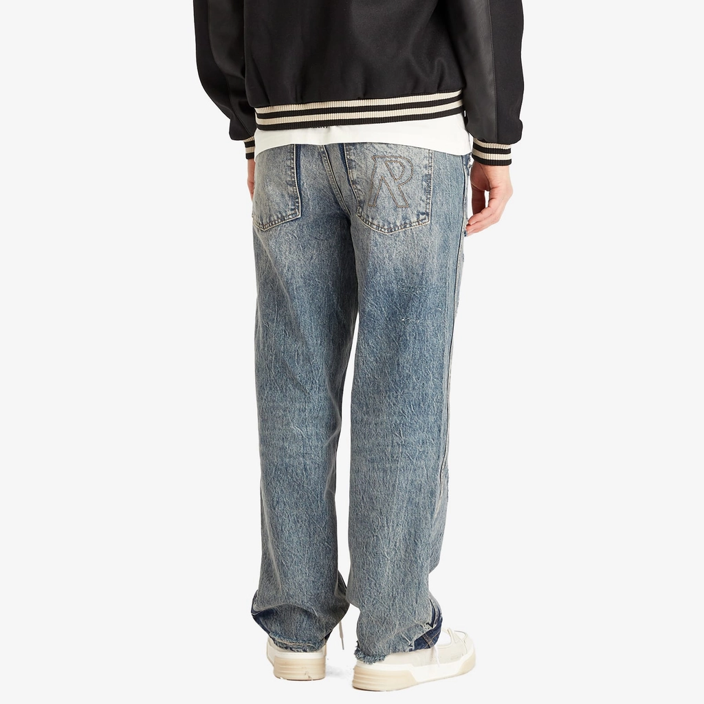 Represent Men's R3 Distressed Baggy Denim Blue/Cream