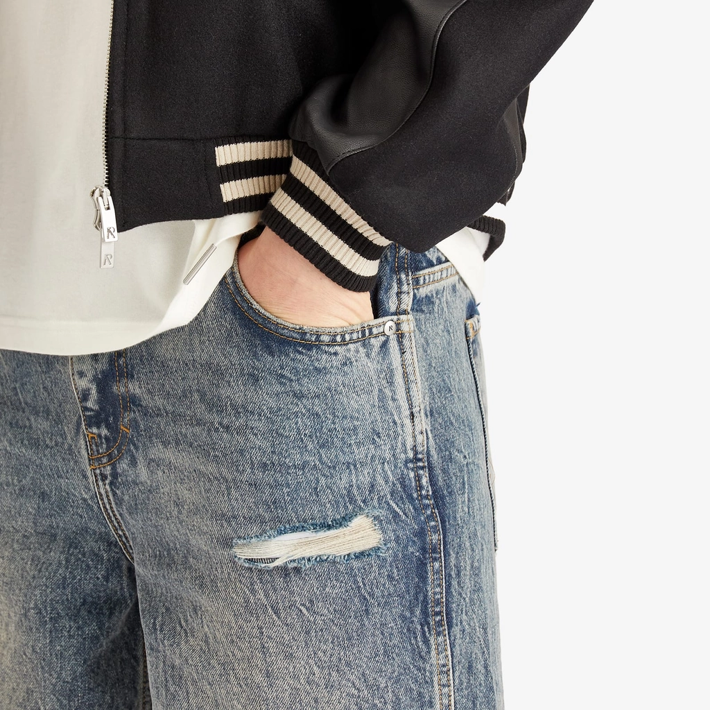 Represent Men's R3 Distressed Baggy Denim Blue/Cream