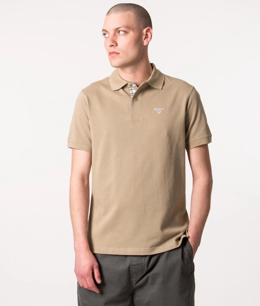 Barbour Mens Tartan Placket Pique Polo Shirt