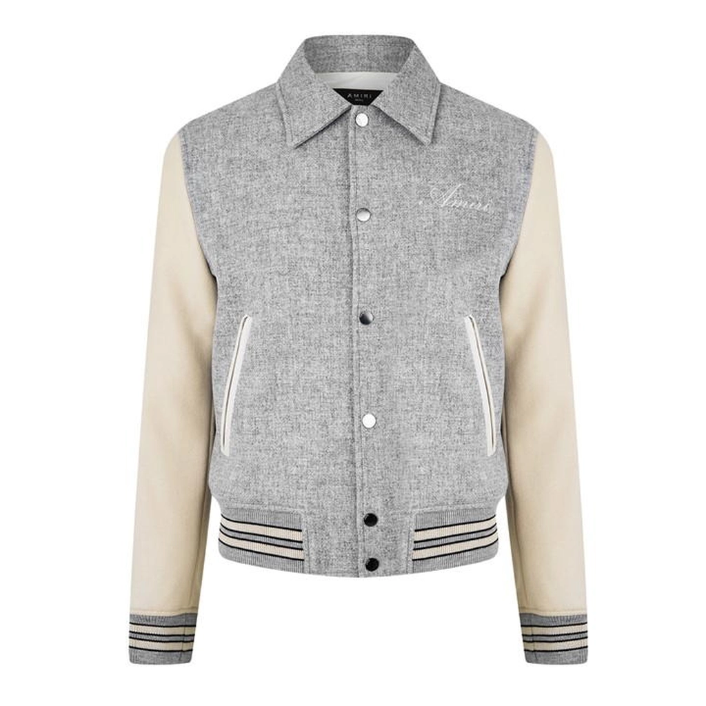 AMIRI Bones Wool Varsity Jacket - Grey