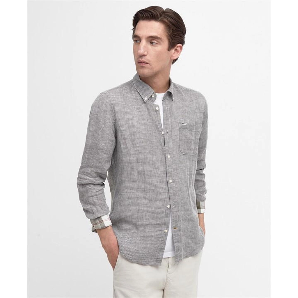 Barbour Linton Tailored Linen Shirt - Green