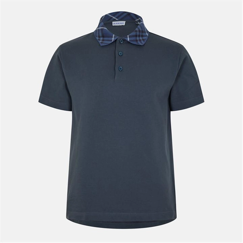Burberry Burb Check Cllr Polo - Blue