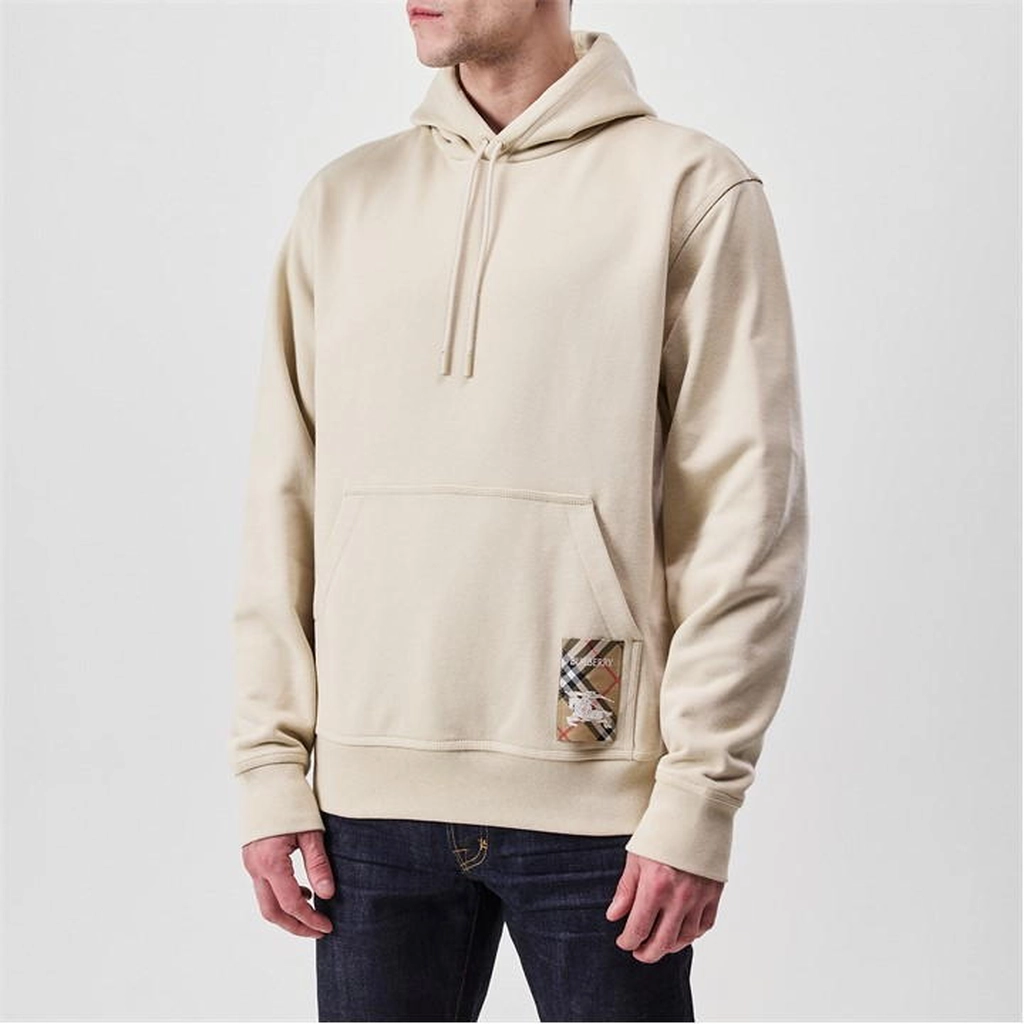 Burberry Check-Patch Hoodie - Beige