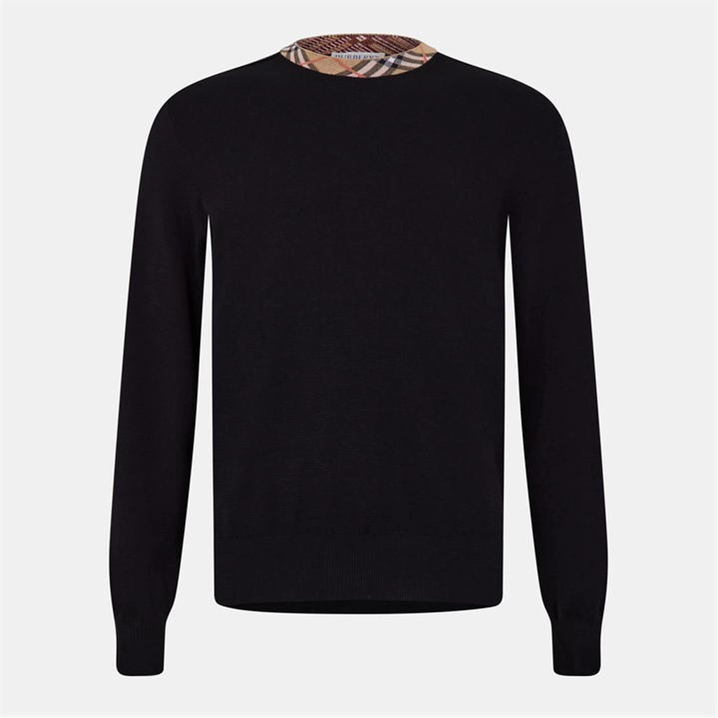Burberry Check Trim Wool Sweater - Black