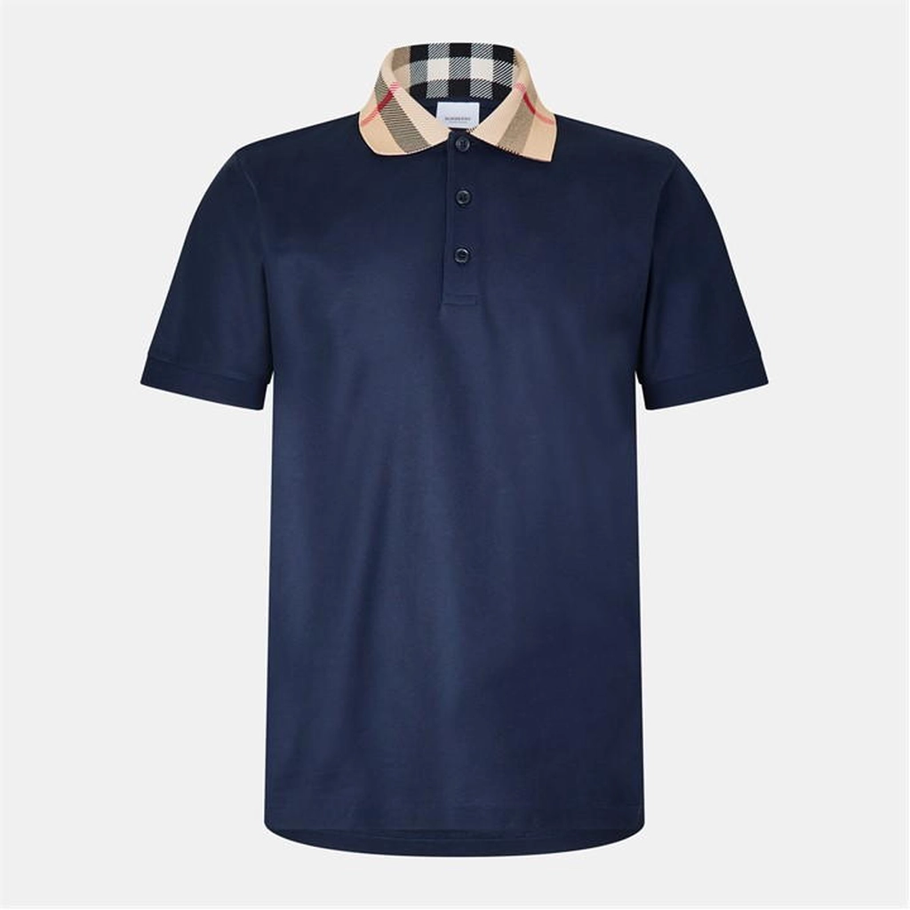 Burberry Men'S Check Cotton Cody Polo Shirt - Blue