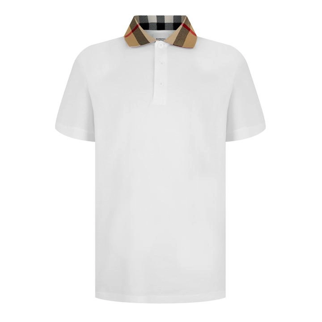 Burberry Men'S Check Cotton Cody Polo Shirt - White