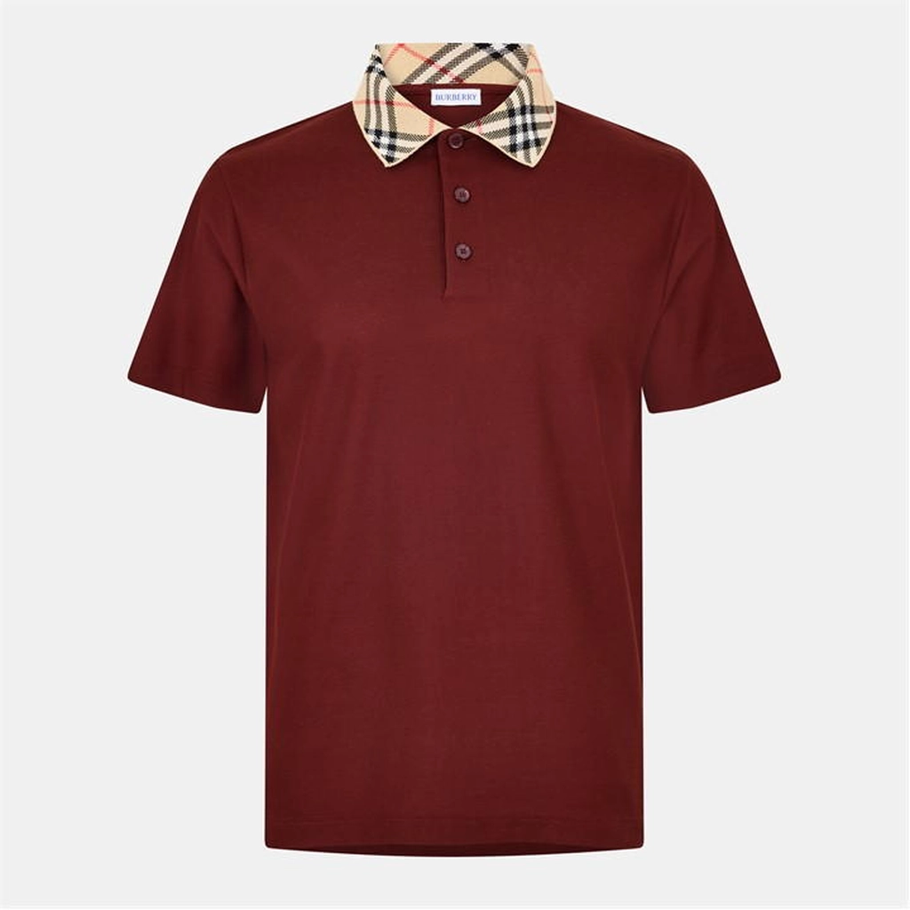 Burberry Men's Check Cotton Cody Polo Shirt - Red