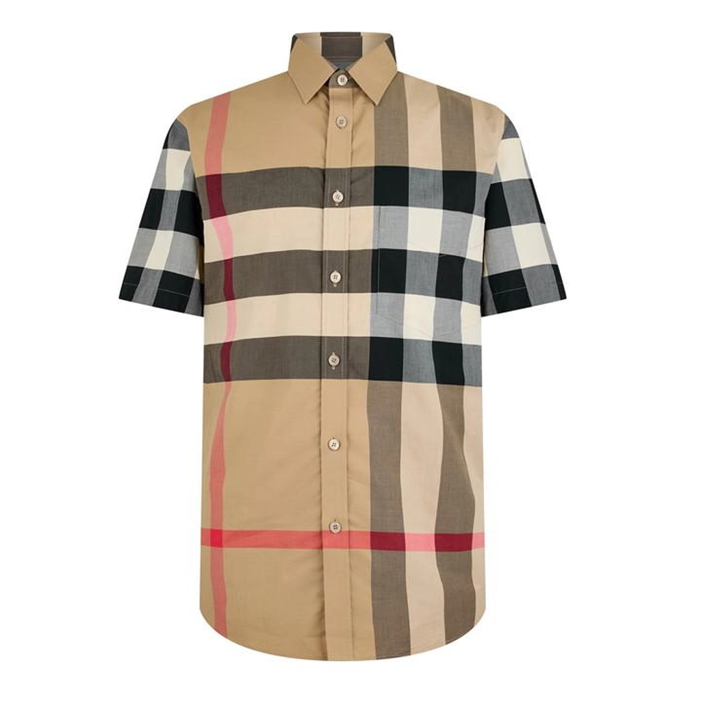 Burberry Men'S Check Cotton Somerton Short Sleeved Shirt - Multi
