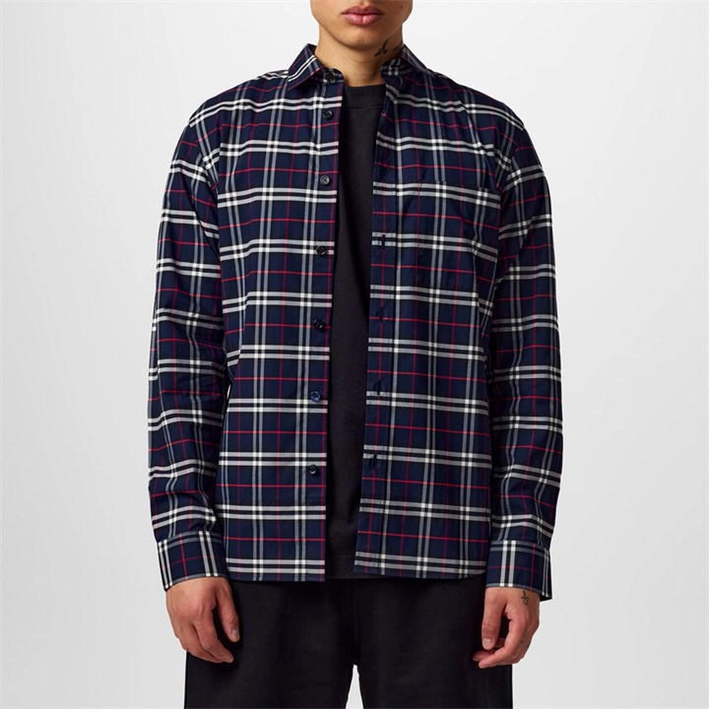 Burberry Men's Tartan Cotton Simpson Shirt - Blue
