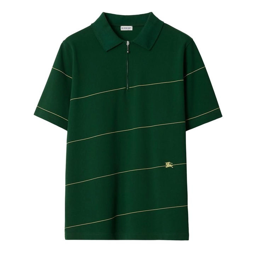 Burberry Stripe Zip Polo Shirt - Green