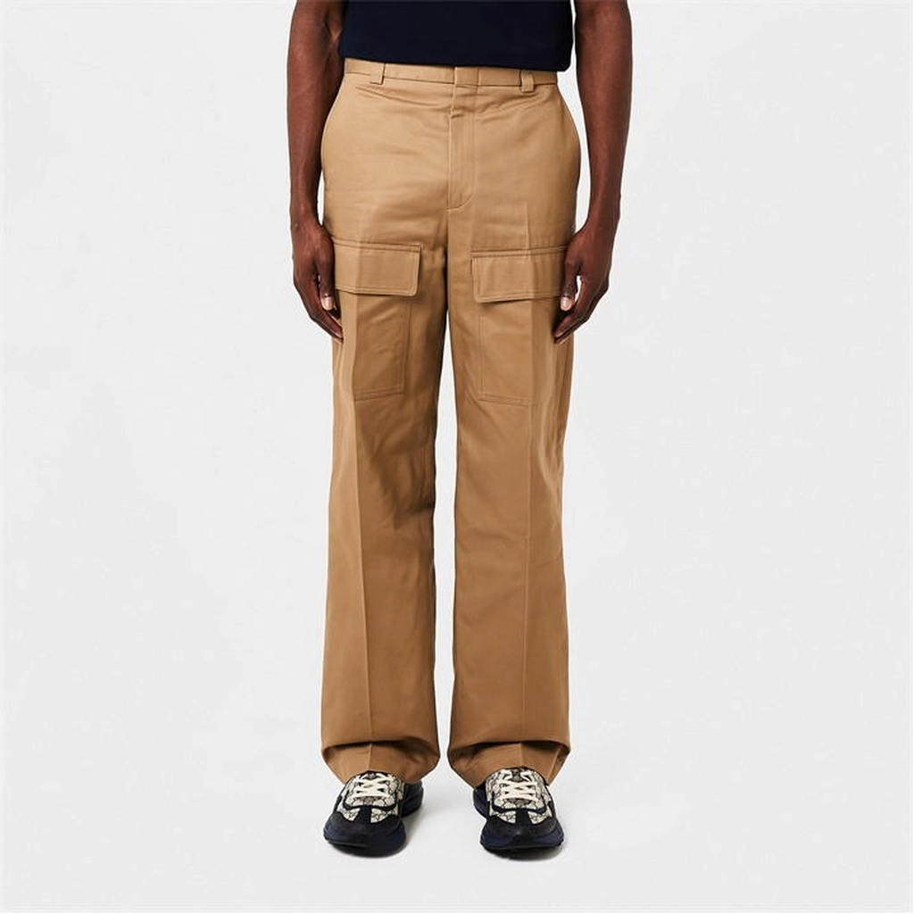Gucci Cotton Wide Leg Cargo Trousers - Beige