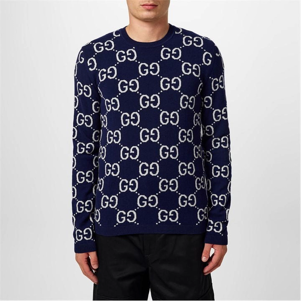 Gucci Gg Jacquard Jumper - Blue