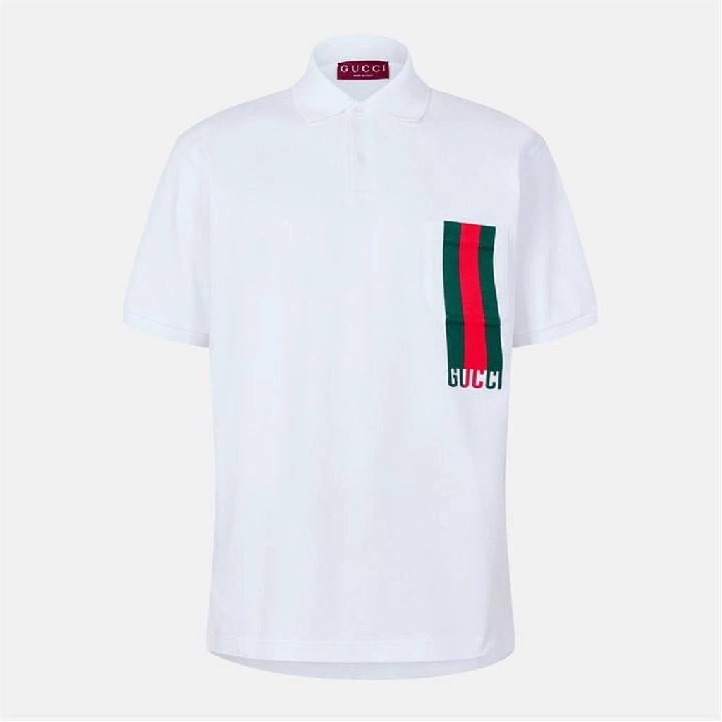 Gucci Web Stripe Polo Shirt - White