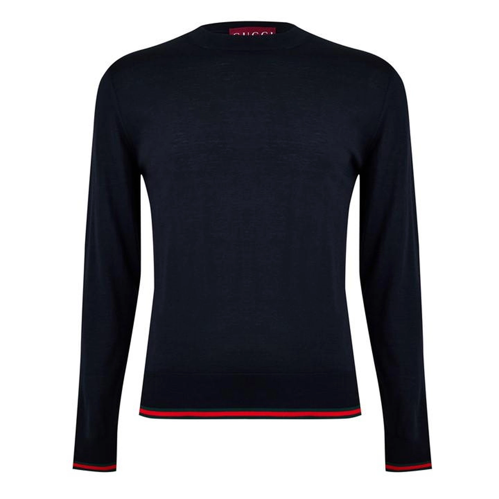 Gucci Web Tip Knit Jumper - Blue
