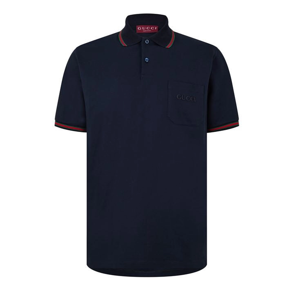 Gucci Web Tip Polo Shirt - Blue