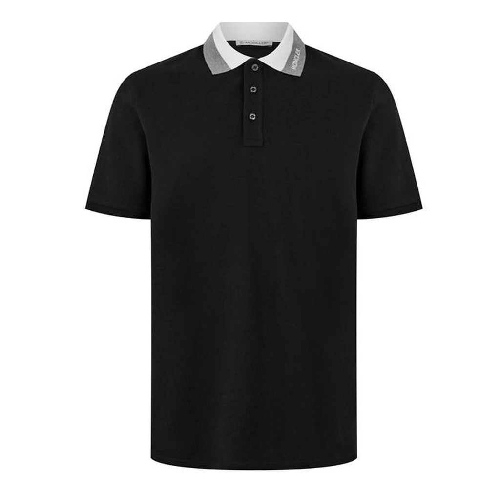 Moncler Logo Collar Short Sleeve Shirt - Black