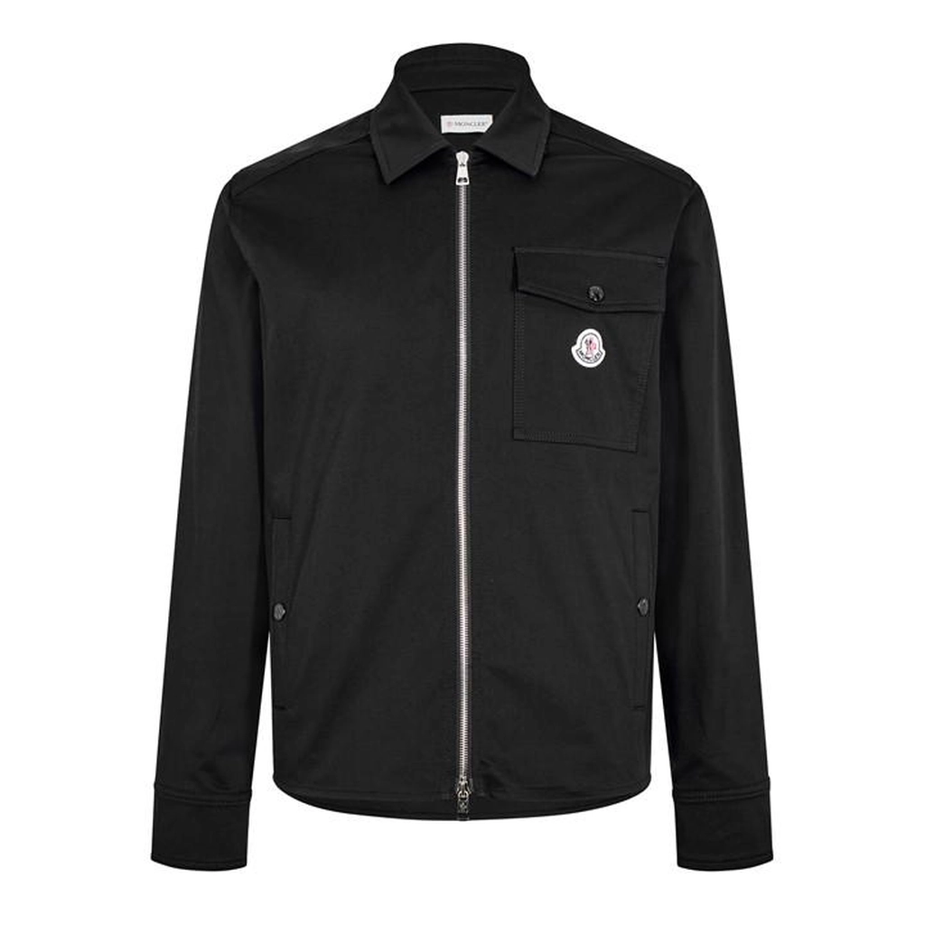 Moncler Men's Logo Cotton Zip-Up  Overshirt - Black