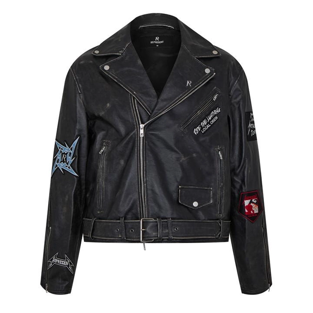 Represent X Metallica Leather Jacket - Black