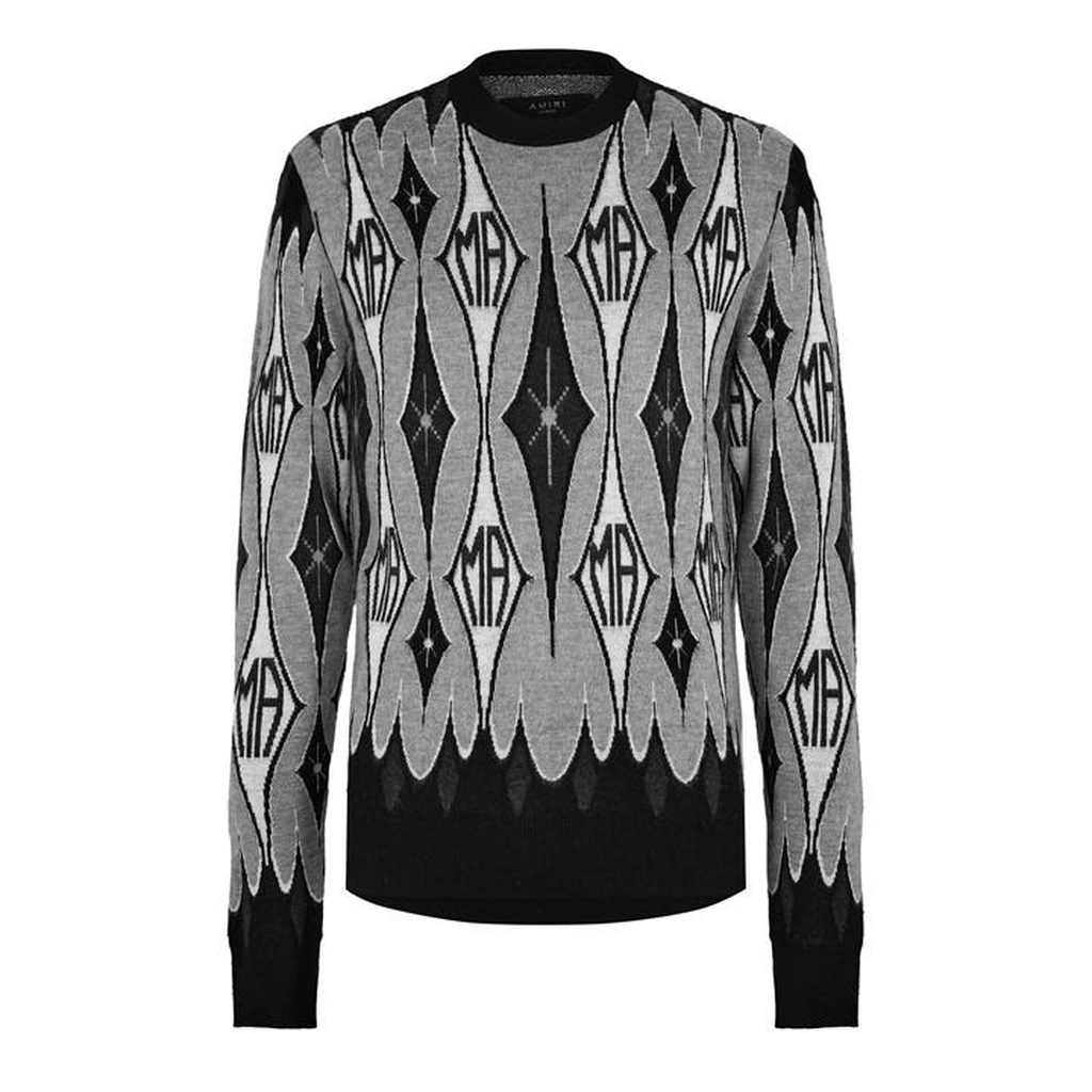 AMIRI Argyle Jacquard Sweater - Black