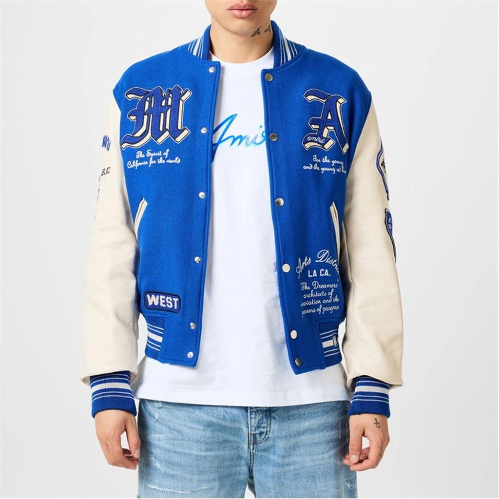 AMIRI Dream Team Appliquéd Varsity Jacket - Blue