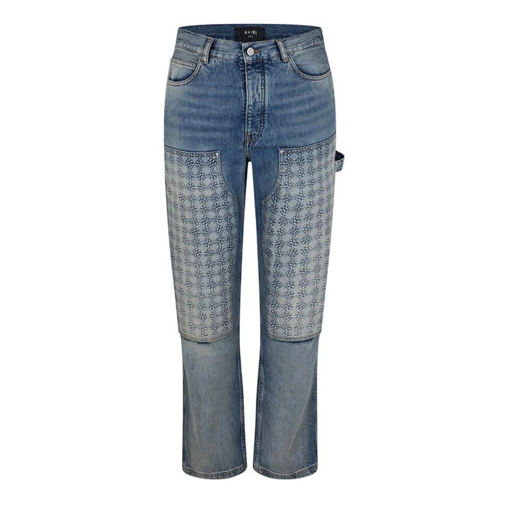 AMIRI Monogram-Debossed Straight Jeans - Blue
