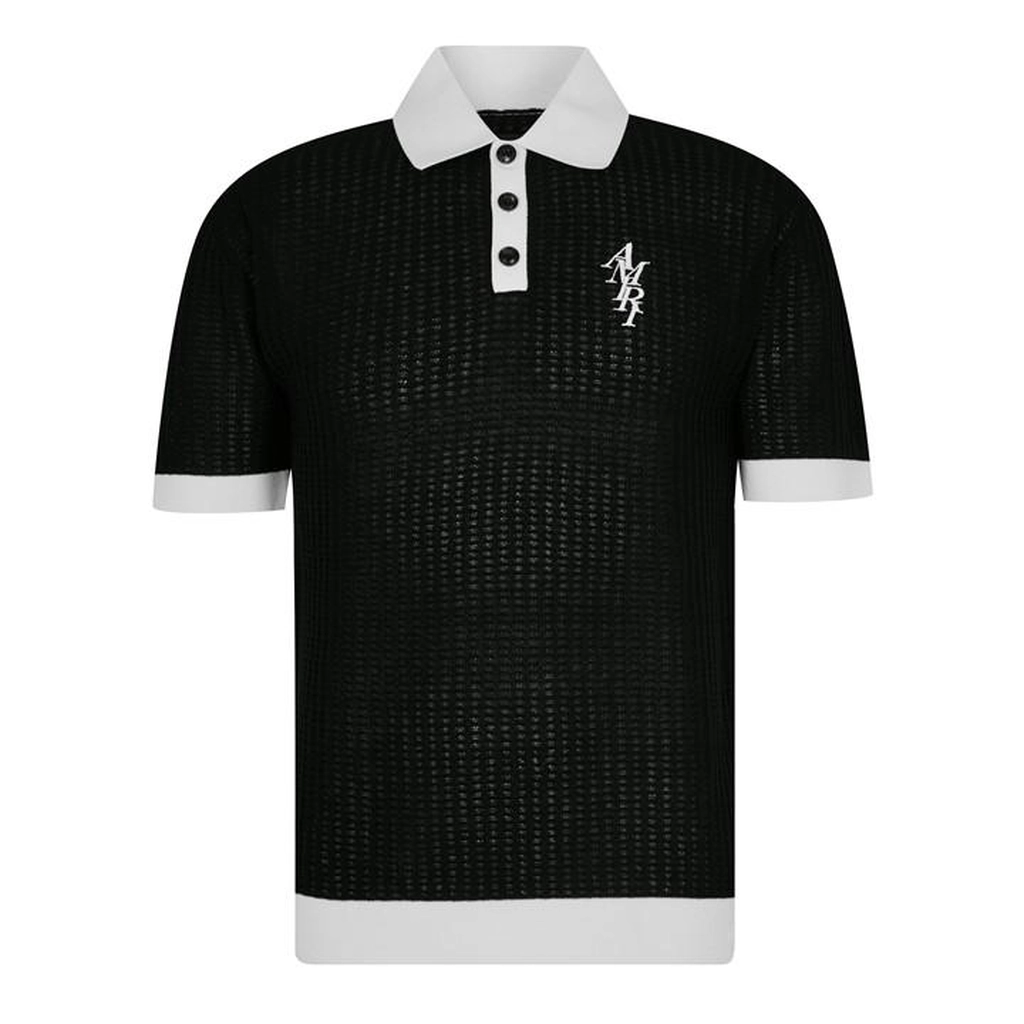 AMIRI Waffle Stitch Polo Shirt - Black
