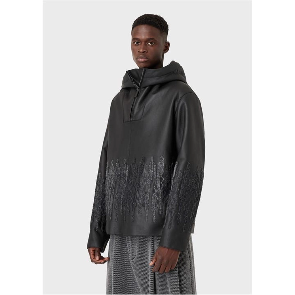 Armani Contrast Over The Head Hoodie - Black
