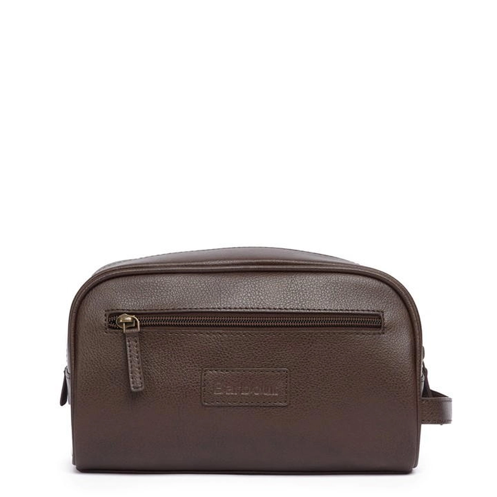 Barbour Leather Washbag - Brown