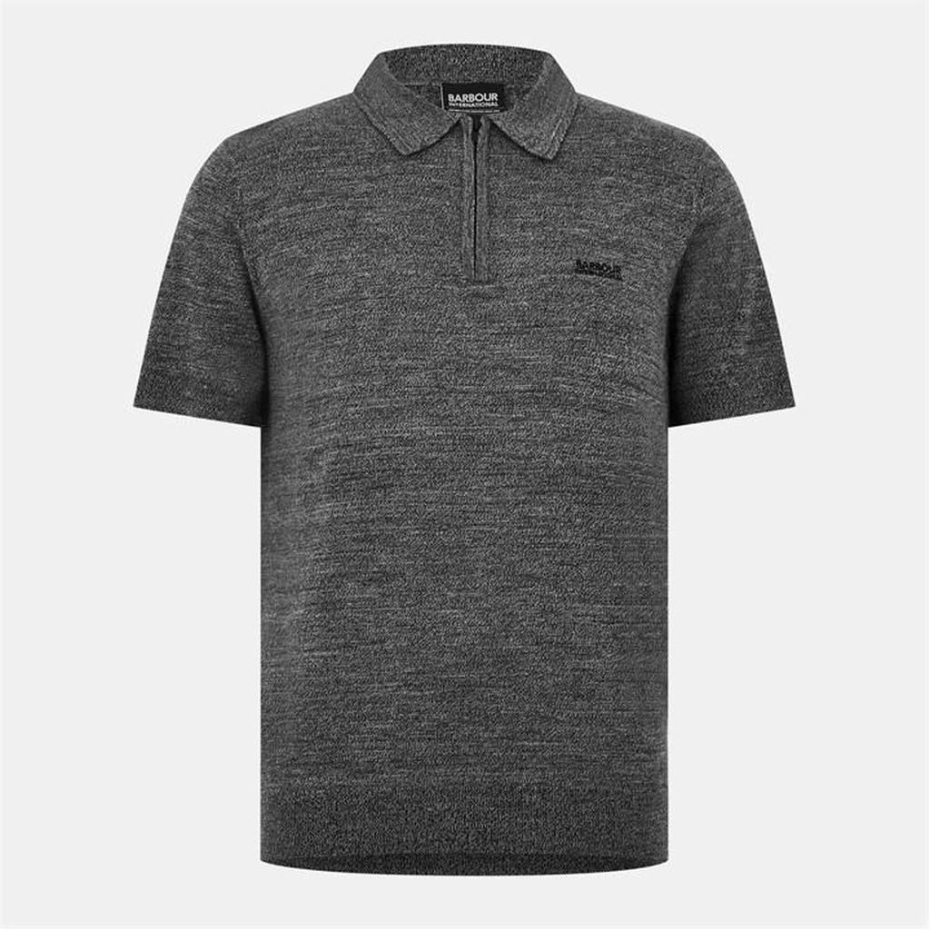 Barbour Maverick Mouline Knitted Polo Shirt - Black