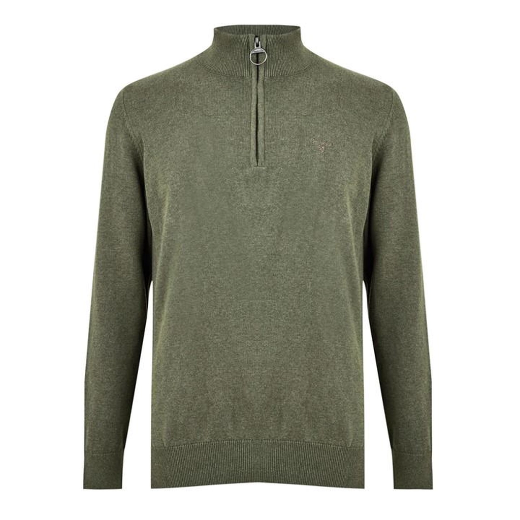 Barbour Men's Half-Zip Cotton Knitted Jumper - Brown