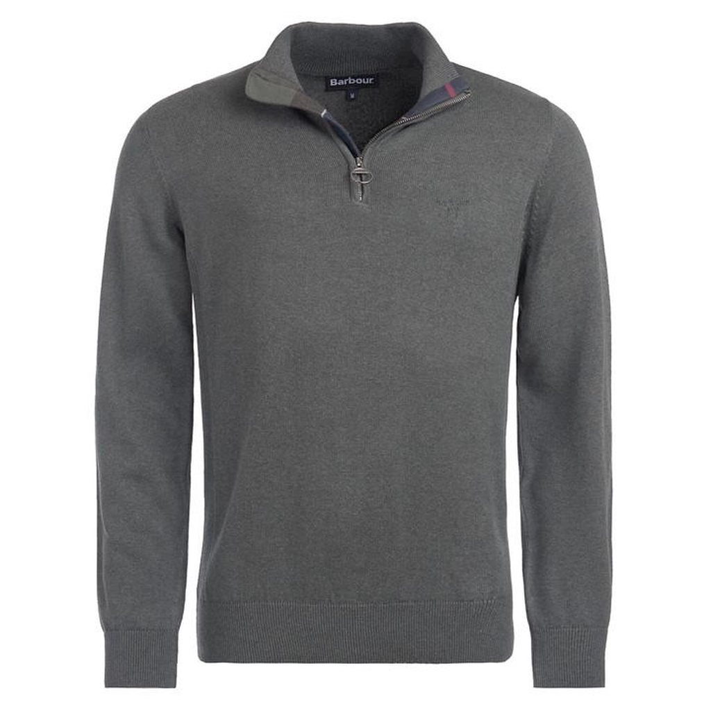 Barbour Men's Half-Zip Cotton Knitted Jumper - Green
