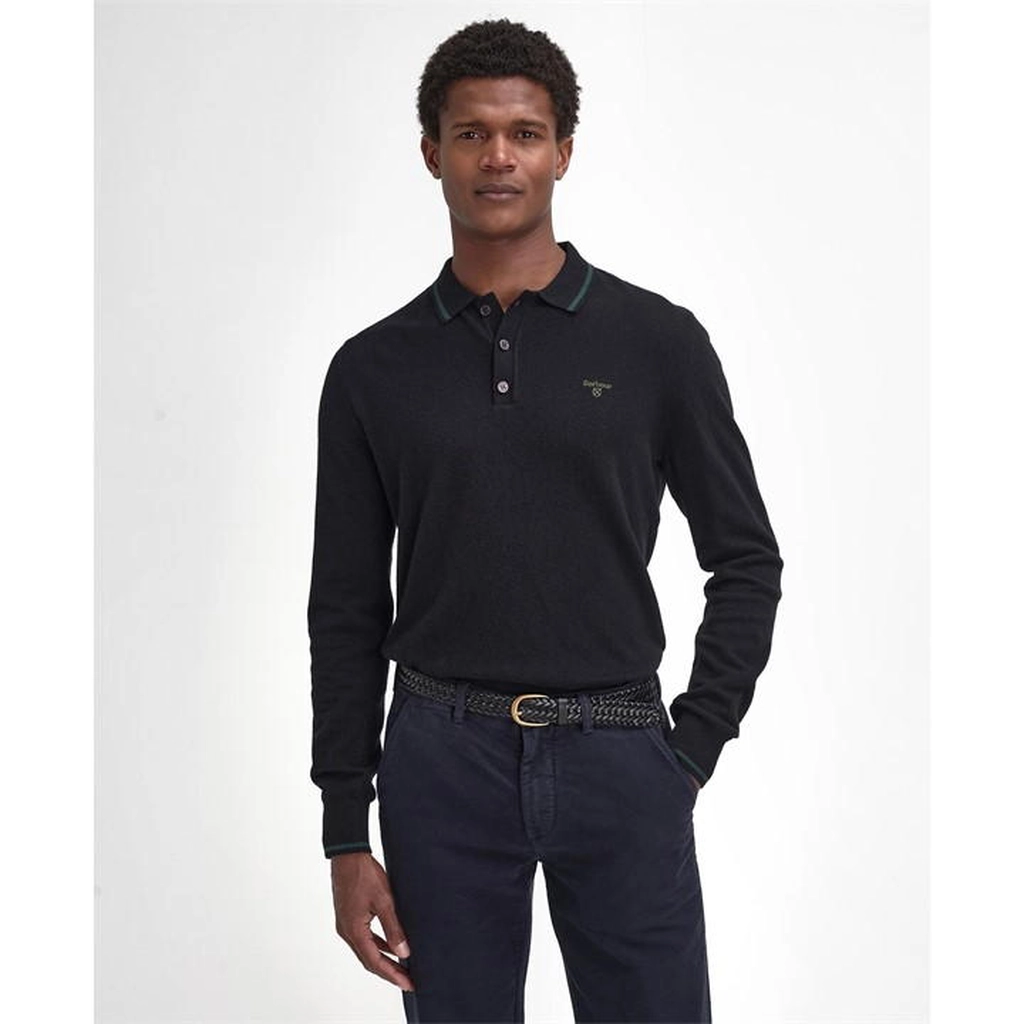 Barbour Nocton Knitted Long-Sleeved Polo Shirt - Blue