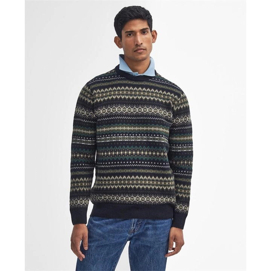 Barbour Orkney Fair isle Crew Neck Jumper - Blue