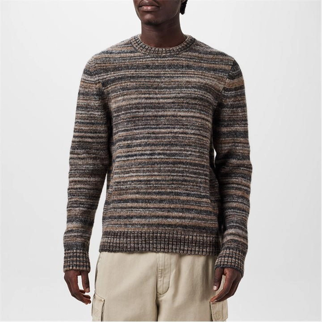 Barbour Pateley Striped Crew Neck Jumper - Grey