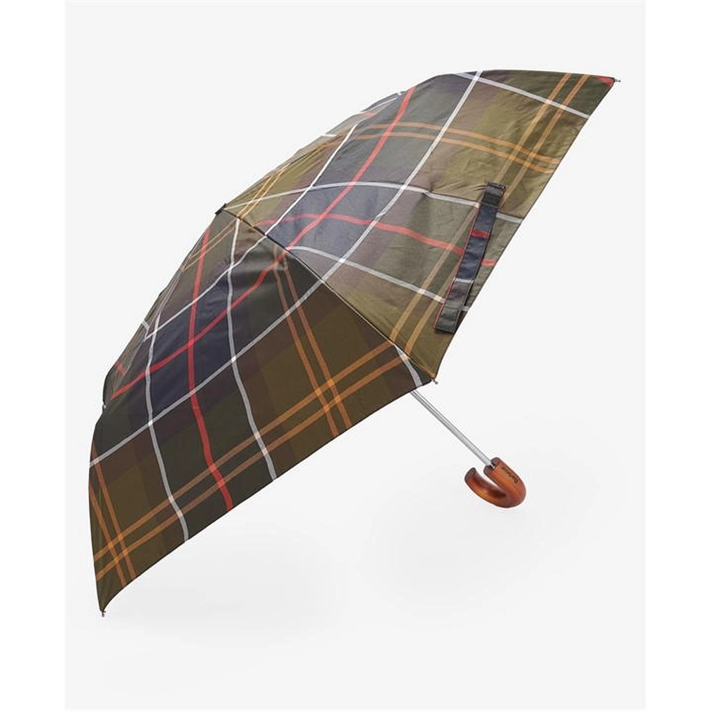 Barbour Tartan Small Umbrella with Wooden Handle - Multi