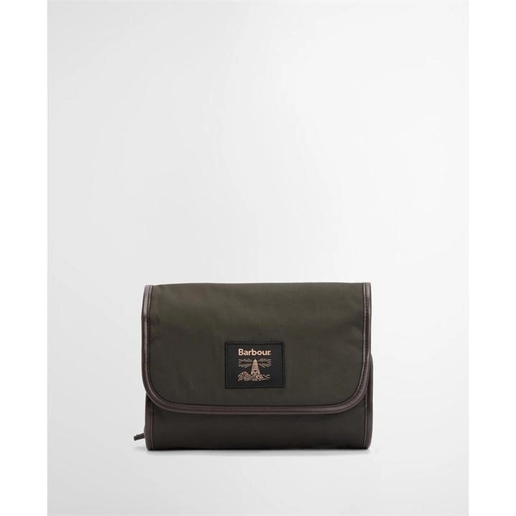 Barbour Wax Hanging Washbag - Green