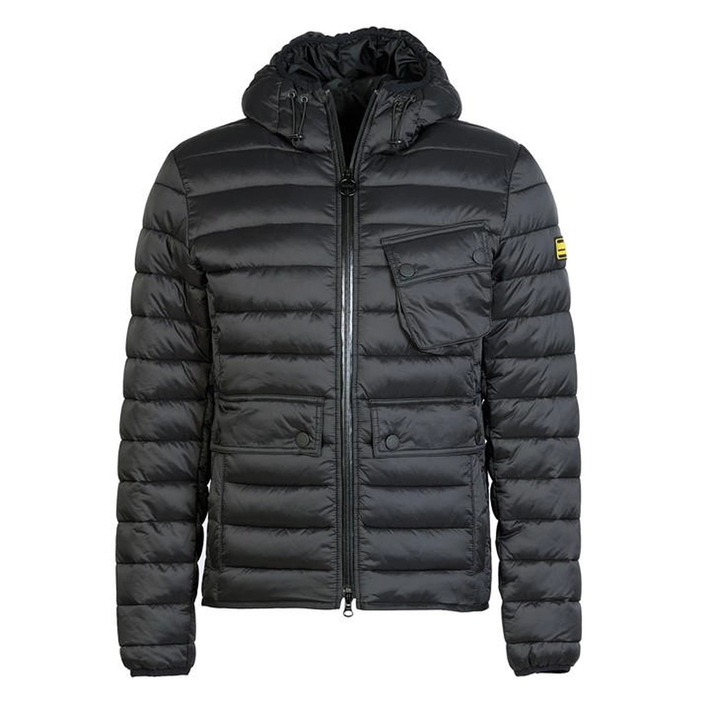 Barbour Racer Ouston Hooded Quilted Jacket - Black