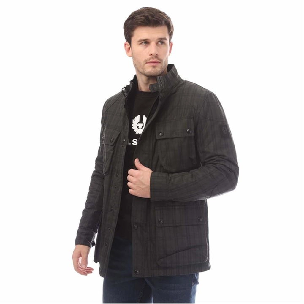 Belstaff Hollingworth Plaid Waxed Cotton Fieldmaster Jacket - Grey