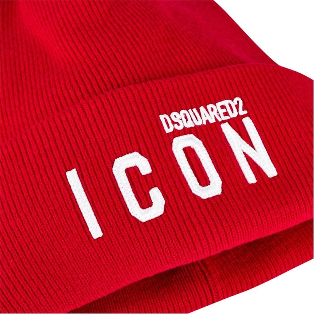 Dsquared2 Icon Embroidered Beanie - Red