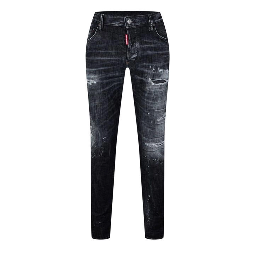 Dsquared2 Distressed Paint Splatter Jeans - Black