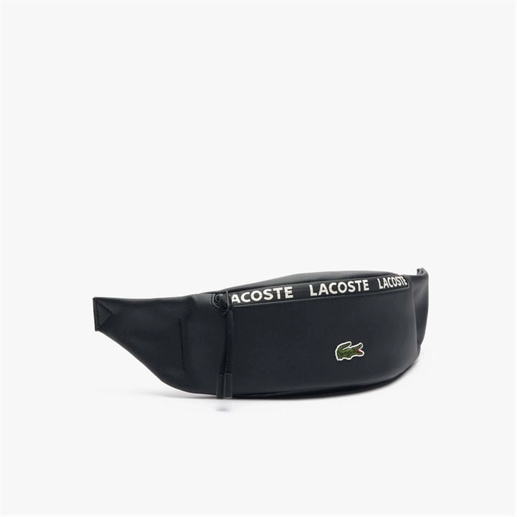 Lacoste Canvas LCST Logo Stripe Banana Bag - Black