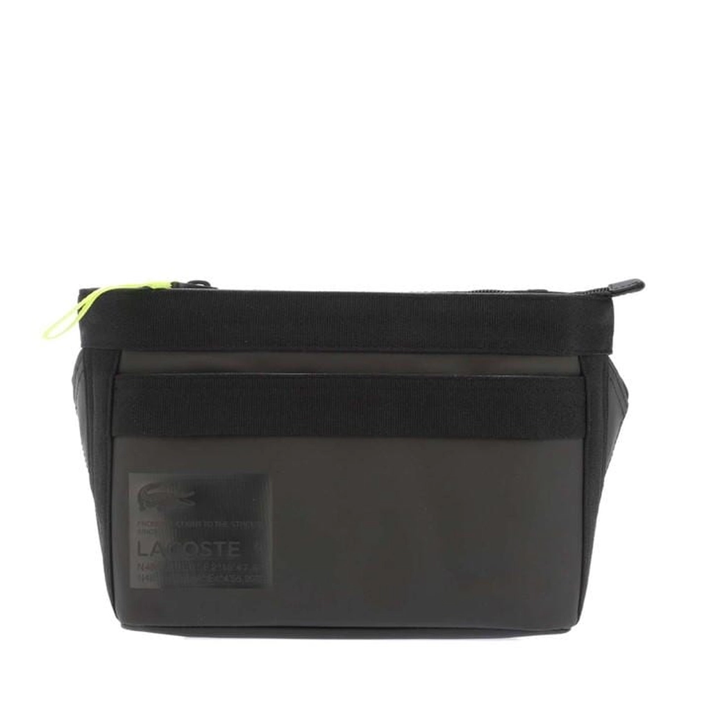 Lacoste Signature Print Water-Repellent Reporter Bag - Black