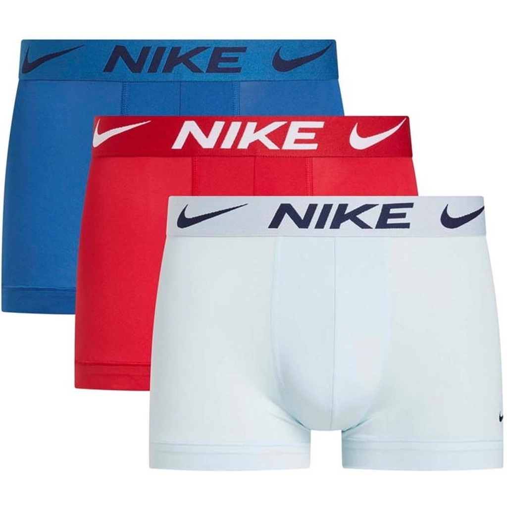 Nike Dri-FIT Essential Micro 3 Pack Boxer Trunks - White blue red