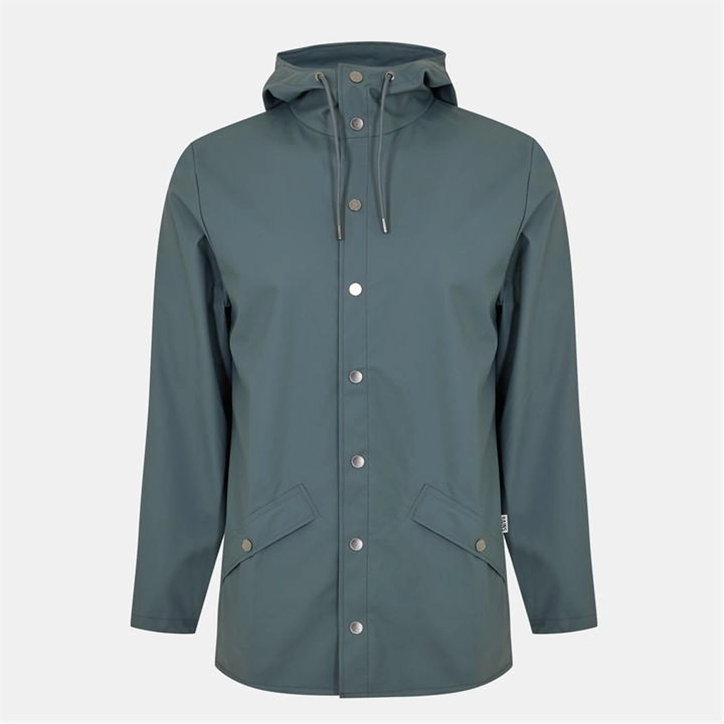 RAINS Short Hooded Rain Jacket - Blue