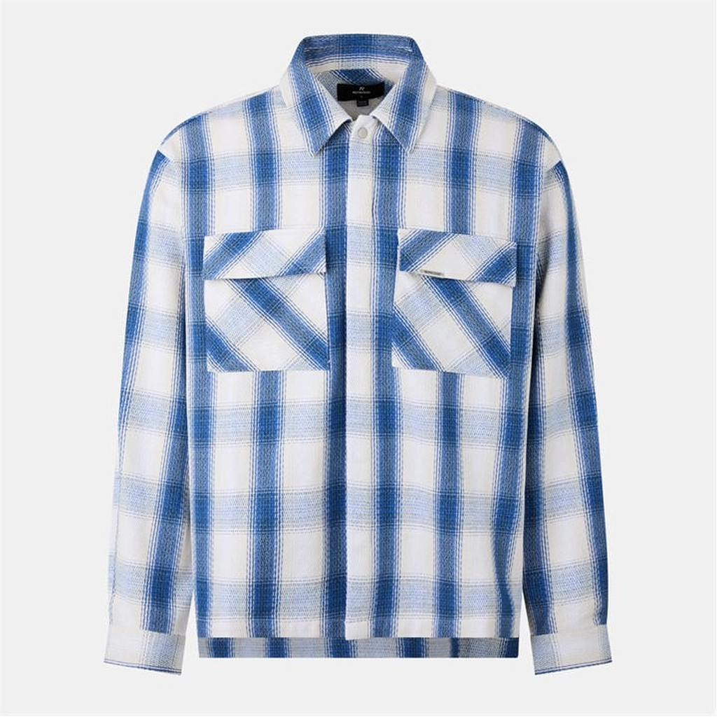 Represent Cotton-Blend Check Shirt - Blue