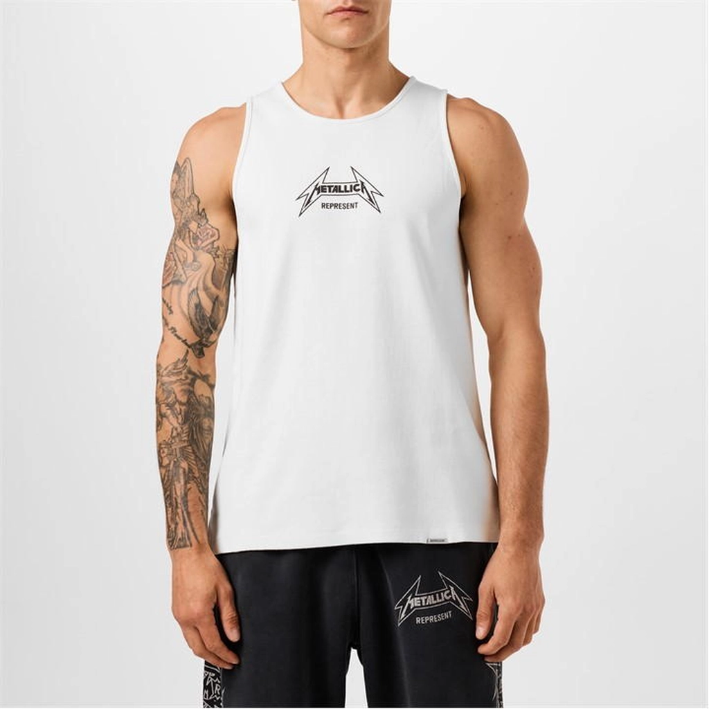 Represent Men's Graphic Cotton X Metallica 40 Year Anniversary Tank Top - White
