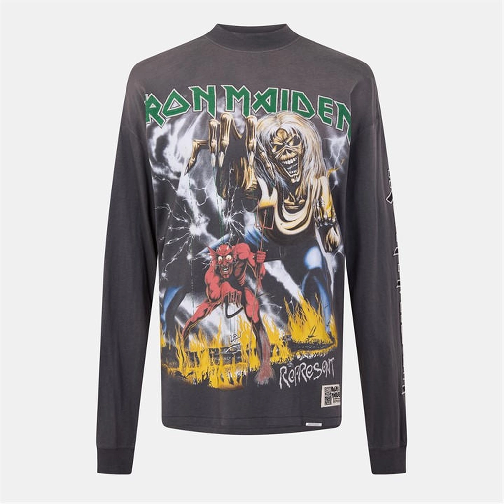 Represent x Iron Maiden Beast Long Sleeve Top - Grey