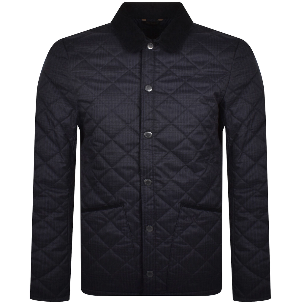 Barbour Checked Liddesdale Quilted Jacket Navy