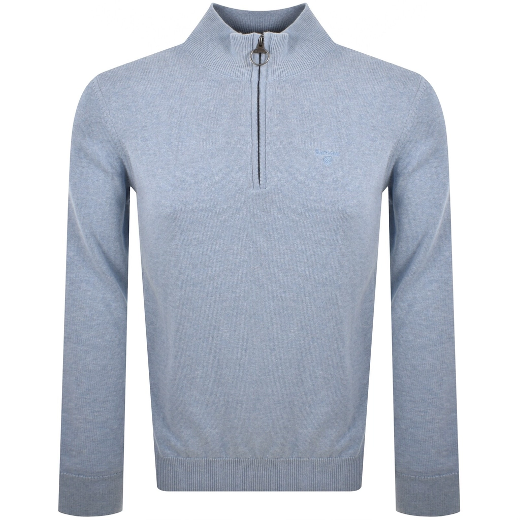 Barbour Half Zip Knit Jumper Blue