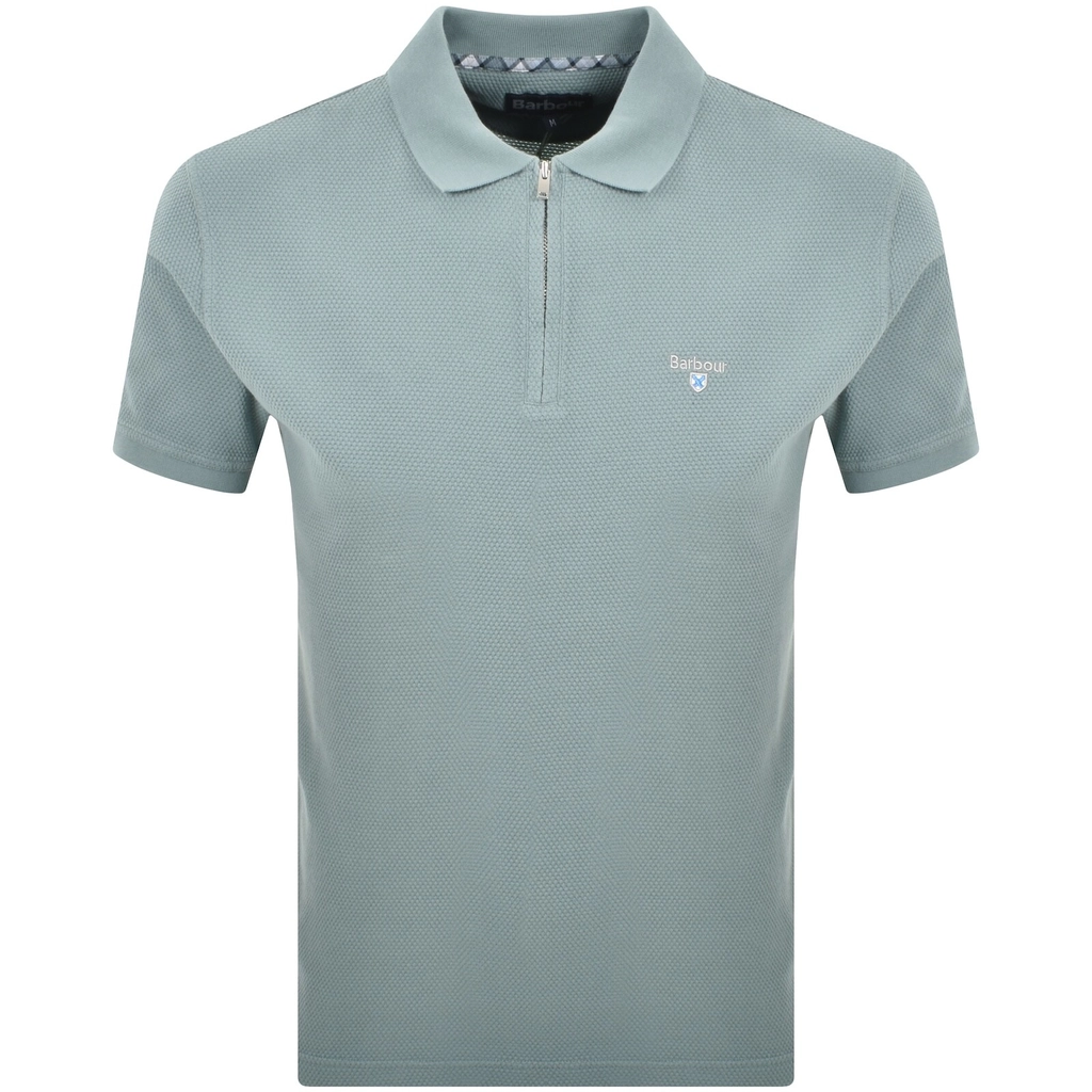 Barbour Hingham Zip Polo Lead Blue